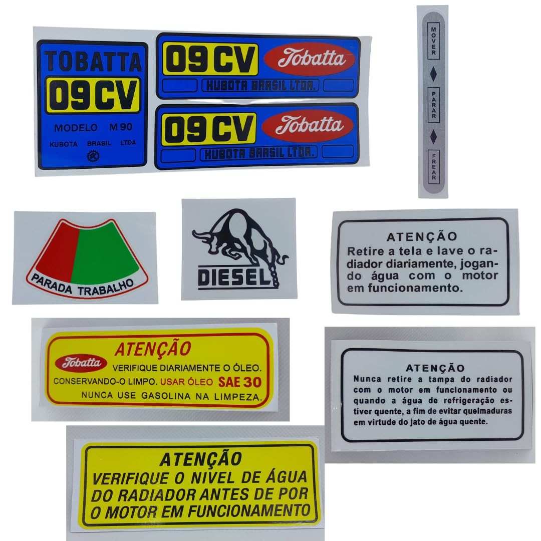 Kit Decalques Microtrator Tobatta M90 TR9 9Hp: Renove o Visual do Seu Equipamento!