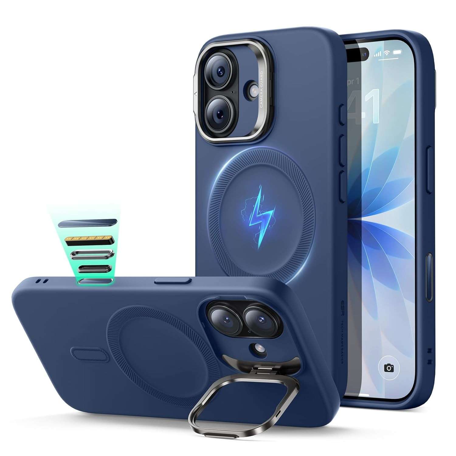 ESR Capa iPhone 17 Azul Marinho: Proteção Militar, MagSafe e Suporte Integrado