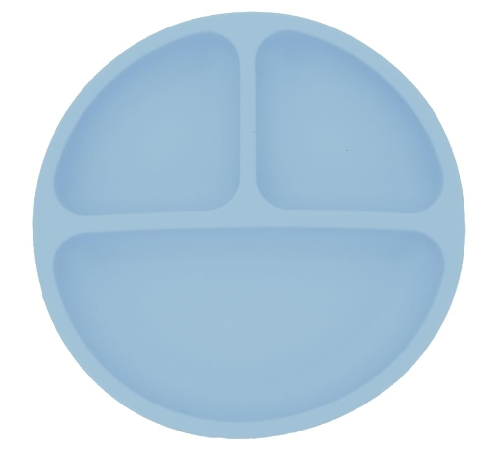 Prato Infantil com Divisórias em Silicone Azul - Mimo Style