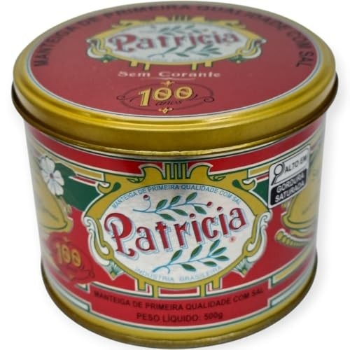Manteiga PATRICIA Lata 500g - Sem conservantes - Com Sal - 100 Anos de Tradição Mineira do Interior