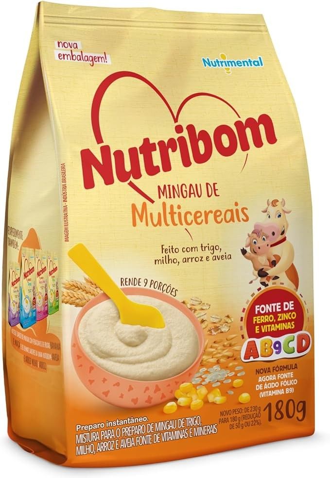 Nutribom Mingau Multicereais 180G - Feito Com Trigo Milho Arroz E Aveia Fonte De Ferro Zinco E Vitaminas