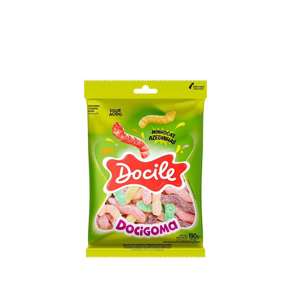 Minhocas Azedinhas Docile 190g: Explosão de Sabor!