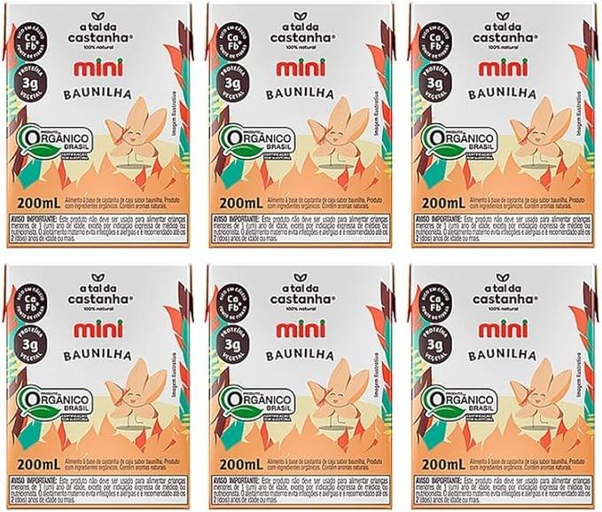 Kit 6X: Leite Vegetal Mini Baunilha Orgânico A Tal da Castanha 200ml