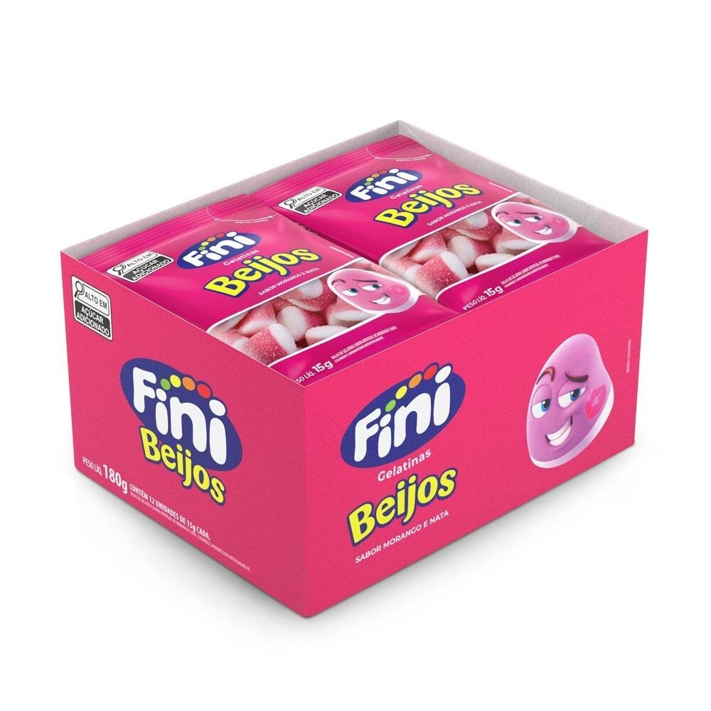 Mini Beijos de Morango Fini: 12 Pacotes de Sabor!