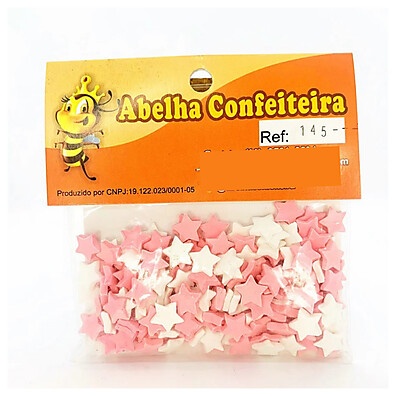 Mini Confeito Estrela Branca e Rosa 20g - Rizzo