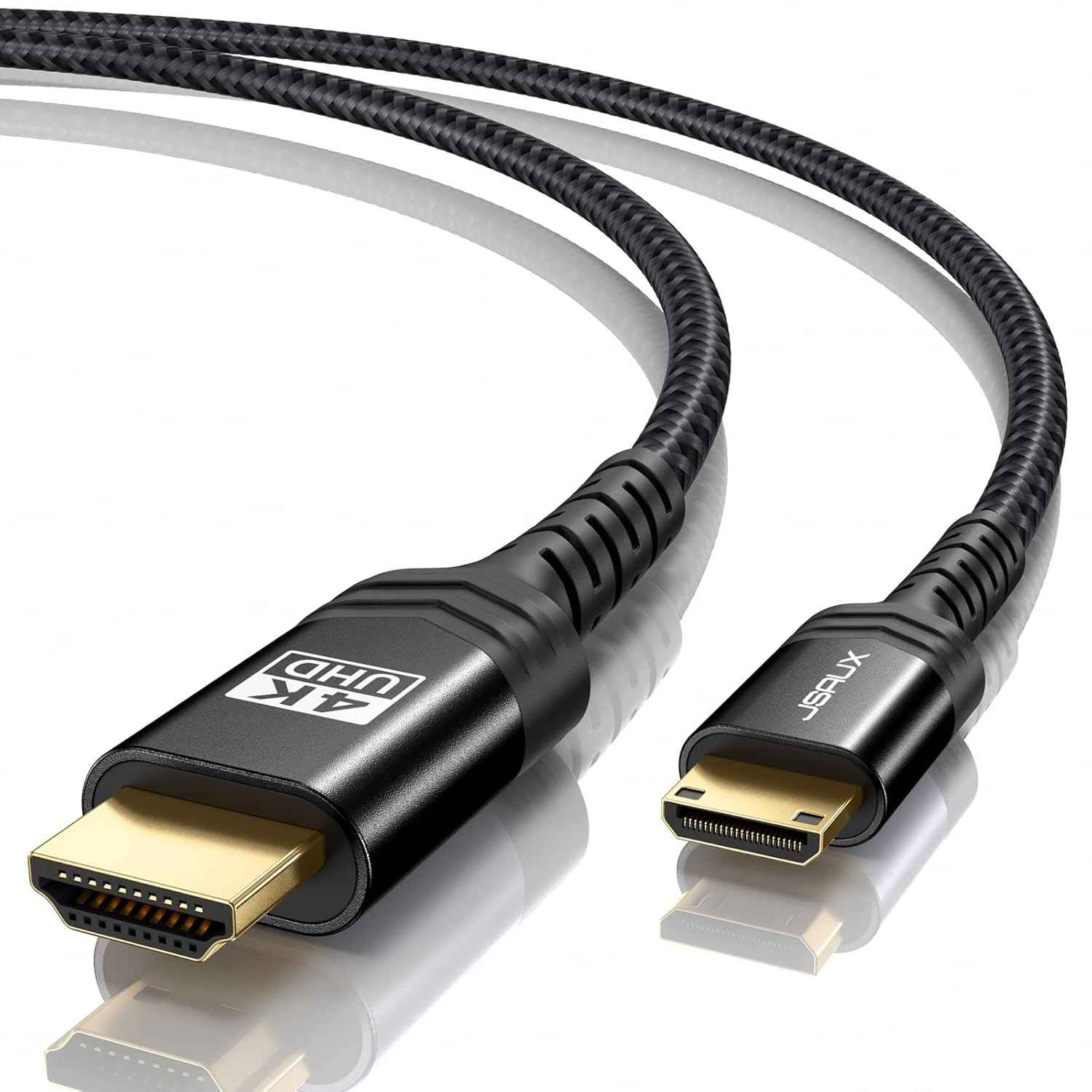 Cabo Mini HDMI para HDMI JSAUX 1.8m: 4K@60Hz, HDMI 2.0, Durável e Confiável