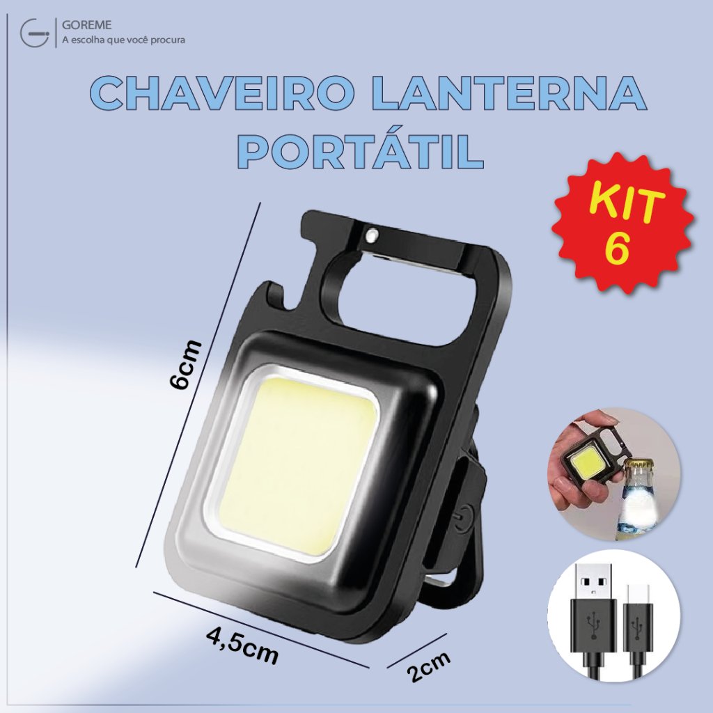Mini Lanterna Chaveiro: 1000 Lumens e USB