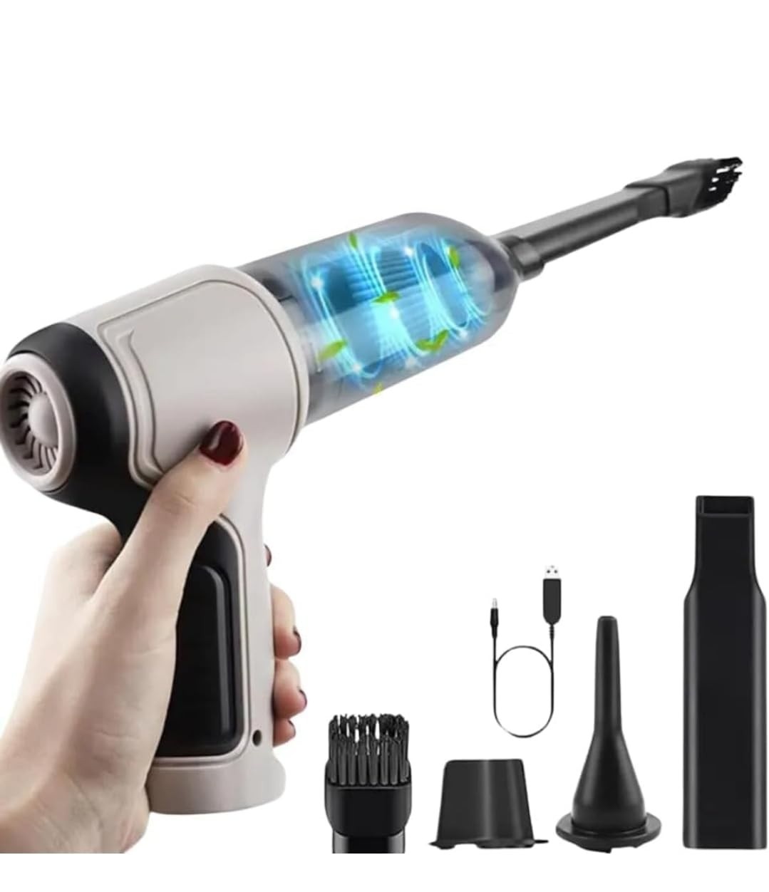 Mini Aspirador e Soprador Portátil 5 em 1: Limpeza Completa e Poderosa com USB