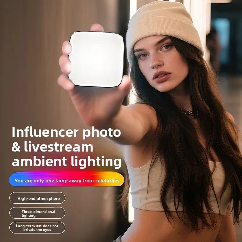 Mini Luz RGB Portátil: Iluminação Pro para Vídeos!
