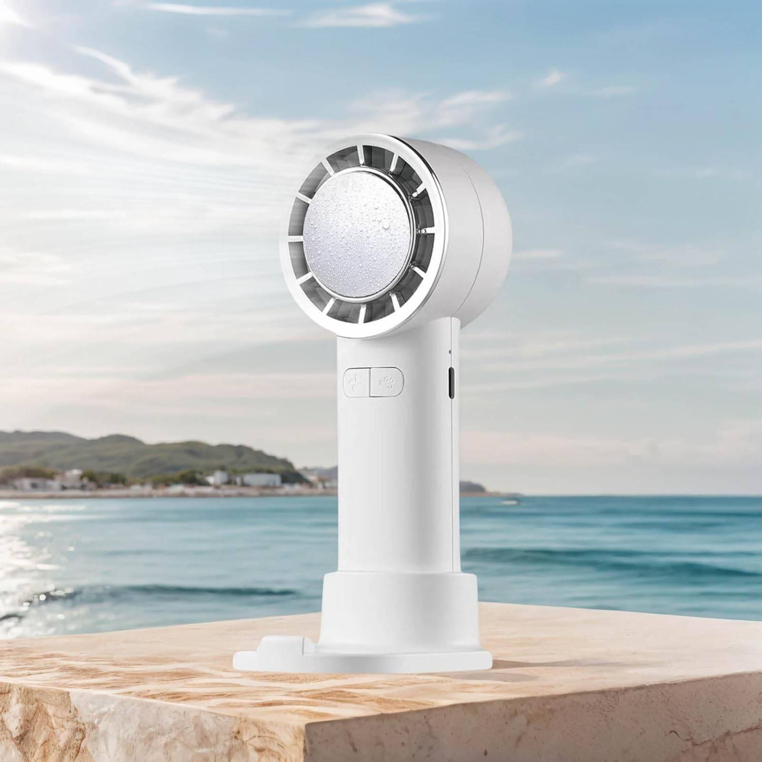 Mini Ventilador Portátil Recarregável com Turbo Mode e Suporte para Celular – 3 Velocidades e Design Compacto