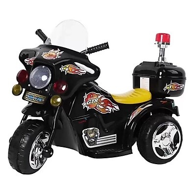 Mini Moto Elétrica Polícia Preta BW006PR – Diversão Realista para Crianças