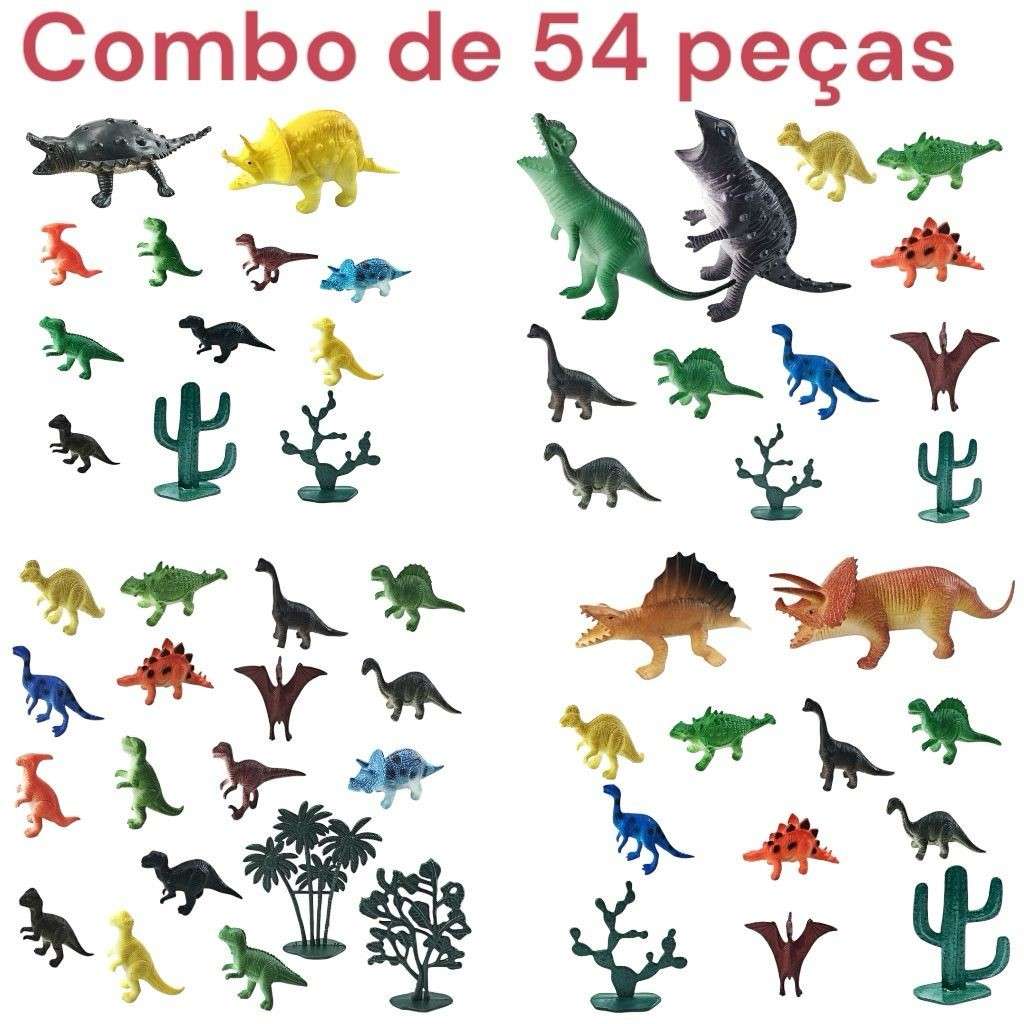 Mini Mundo Dino: 54 Dinossauros de Borracha!