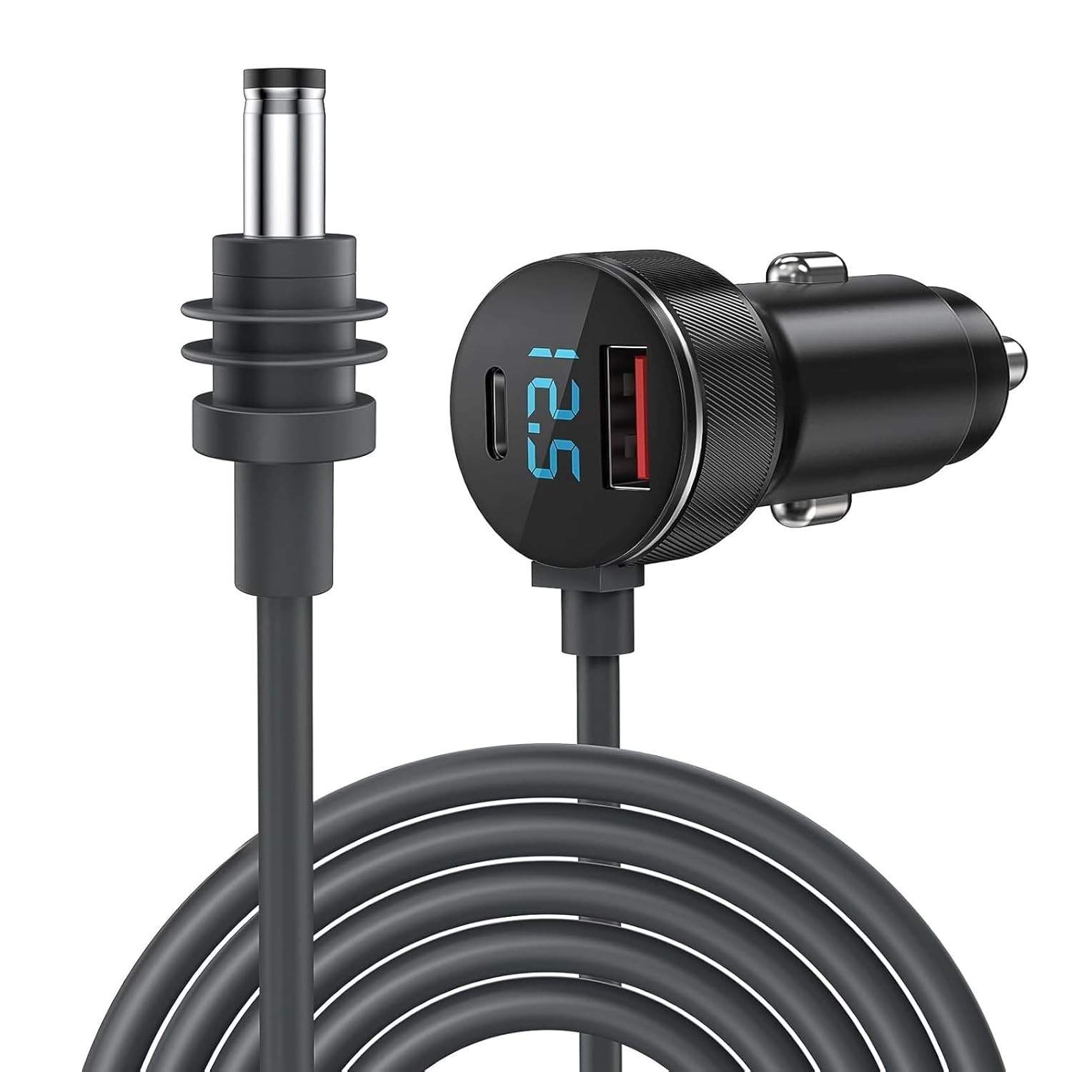 H'MASTON Cabo Carregador Veicular Starlink Mini: USB-C PD/QC, Display Digital 12V/24V, À Prova D'Água - Aventura Conectada!