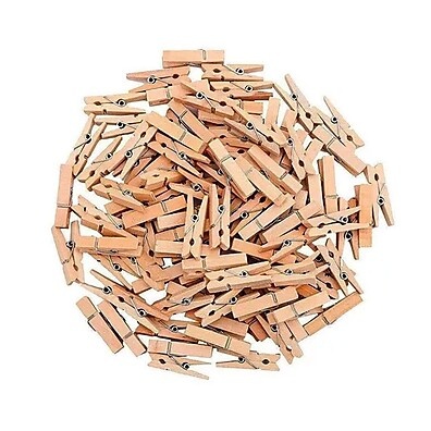 Mini Prendedores de Madeira Natural 3,5cm - 50 Unidades