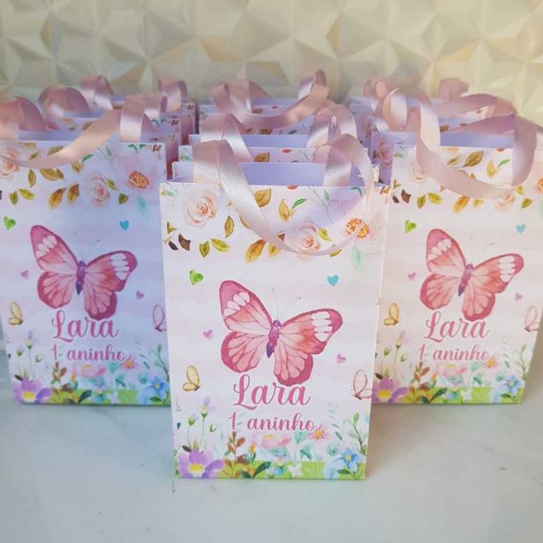 Mini Sacolinhas Surpresa Personalizadas Jardim Borboletas