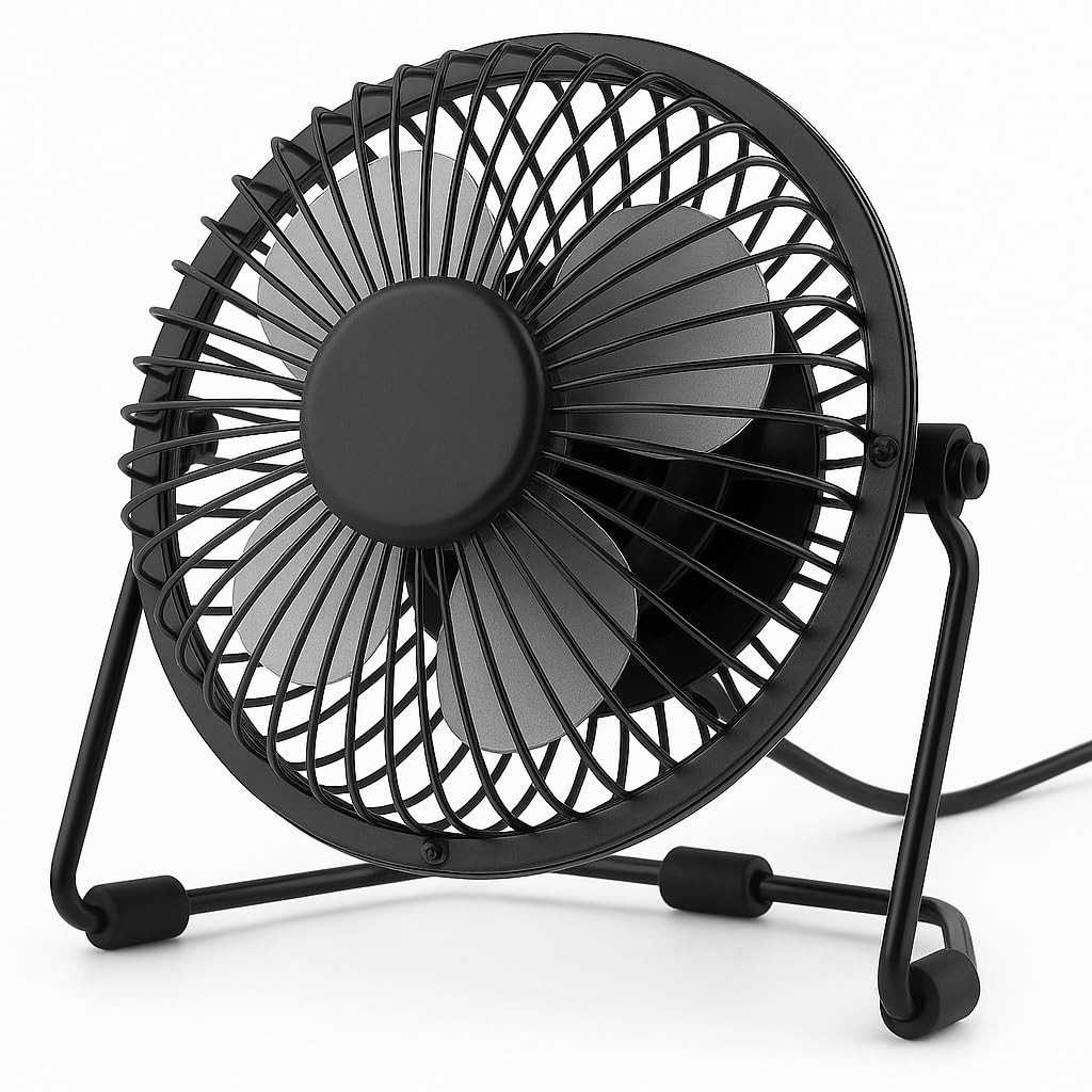 Mini Ventilador USB de Mesa Premium Silencioso com 4 Pás de Alumínio – Ideal para Escritório e Home Office