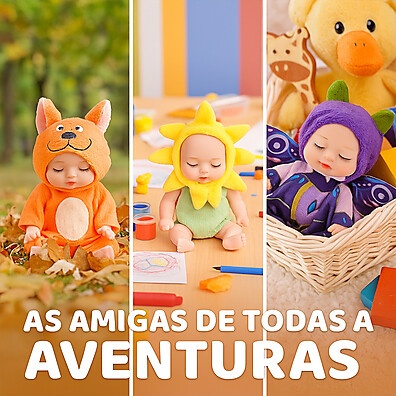 Mini Bonecas Reborn Soninho Kit 6 Peças – Fofura em Tamanho Mini!
