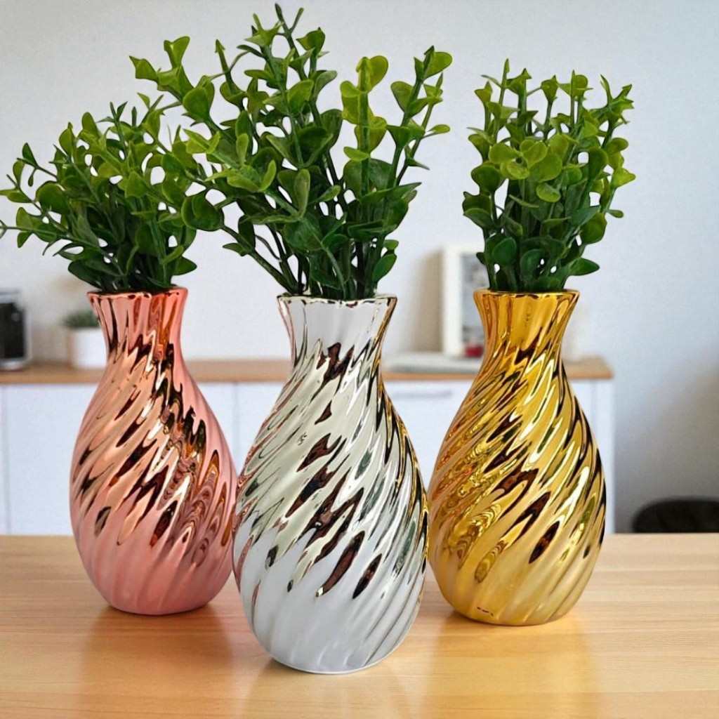 Mini Vasinho Decorativo de Cerâmica Metalizada – Dourado, Rosê ou Prata