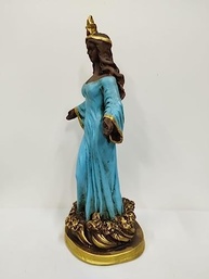 Imagem em Gesso Orixá Iemanjá Envelhecida com Azul - Modelo 006 - 30 cm - imagem 3