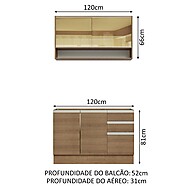 Armário de Cozinha Compacta 120cm Rustic Glamy Madesa 02 - imagem 2