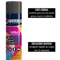 Tinta Spray 400ml Preto Brilhante Uso Geral em Aço Ferro Couro Gesso Cerâmica | Universo | Kit 04 un - imagem 4