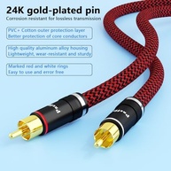 Cabos RCA Preffair 0.5m: Som Premium HiFi com Cobre Banhado a Prata e Ouro 24K - imagem 5