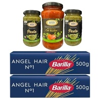 Kit 2 Molhos Pesto 190g + 1 Molho Basilico 400g Italiano SANTA TAVOLA + 2 Macarrão N.1 ANGEL HAIR BARILLA 500g cada - imagem 2