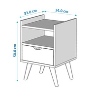 Mesa de Cabeceira Alice Retrô com 1 Gaveta e Nicho - Cinza/Freijó - imagem 3