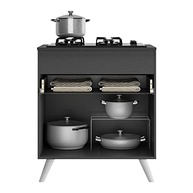 Balcão de Cozinha Moderno para Cooktop 70cm com 1 Porta e 1 Gaveta - Design Veneza Preto e Branco - imagem 4