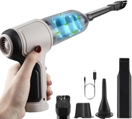 Aspirador de Pó Portátil 2 em 1 Soprador Sem Fio - Potência 120W, Filtro HEPA, Ideal para Carro e Casa (Cinza) - imagem 1