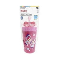 Nuby Copo 2 em 1 com Canudo e Porta Snack Rosa 270ml - Prático e Seguro para Crianças - imagem 5