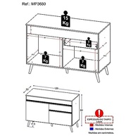 Balcão de Cozinha Veneza 120cm com 2 Portas e 1 Gaveta - Design Moderno e Resistente - imagem 4