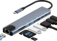 Adaptador Hub 8 em 1 USB-C com HDMI 4K + VGA + RJ45 + PD 100W + 2 USB 3.0 + SD/TF - Para MacBook, Windows, Chromebook, Notebook, Tablet e Celular - Conversor Multiportas USB-C para HDMI/VGA/Ethernet - imagem 2
