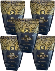 Kit com 5 x Sal Marinho Integral de Mossoró 1 Kg Sal Sertão Premium Zip Lock com Laudo - imagem 1