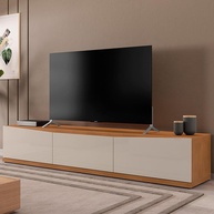 Rack para Sala de TV Eros 180cm com 2 Portas e 1 Gaveta – Design Moderno em Cedro/Off White com Rodas - imagem 1