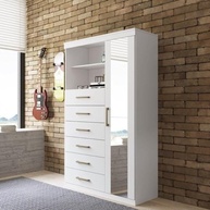 Multi-cômoda 1 Porta 6 Gavetas Marabá com Espelho Branco - Organização e Estilo para Seu Quarto - imagem 2
