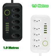 Régua de Tomada 5 Tomadas + 4 USB + 1 USB-C 3m Bivolt Branco - Potencialize Sua Conexão! - imagem 4