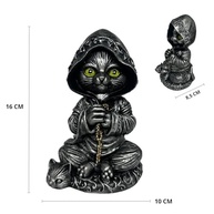 Gato Bruxo Wicca em Resina com Castiçal - Decoração Mística e Porta-Incensos 2 em 1 - imagem 4