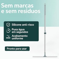 Rodo de Limpeza Silicone 2 em 1 com Raspador - 50cm, Cabo Retrátil 140cm, Base Giratória - imagem 5