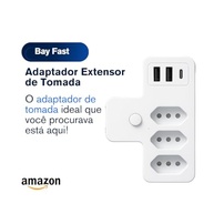 Adaptador Múltiplo Tomada com 3 Entradas e 2 USB-A + 1 USB-C | Régua de Energia Inteligente - imagem 5