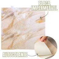 Placas Adesivas 3D Mármore Bege 60x60cm - 10 Peças Impermeáveis com Efeito Luxuoso - imagem 5