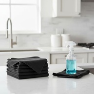 Kit 10 Flanelas de Microfibra 50x35cm - Preto | Limpeza Automotiva e Doméstica Premium - imagem 2