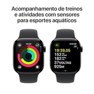 Apple Watch Series 10 GPS 42mm: Caixa Preta Brilhante e Pulseira Esportiva Preta P/M - imagem 5