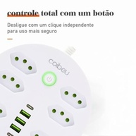 Extensão Coibeu: 10 Tomadas + 5 USB (2 USB-C PD) - Carregamento Rápido e Proteção Total - imagem 5