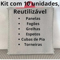 Kit de Panos de Limpeza Metálicos Reutilizáveis 20x20 cm - 10 Unidades | Malha Dupla, Sem Odor, Não Risca - imagem 4