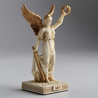 Miniatura Nike Greek Goddess of Victory 10 cm - Pintada à Mão com Acabamento em Ouro Branco - imagem 4