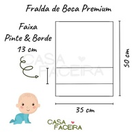 Kit 6 Fraldas de Boca Premium Luxo com Faixa Pinte e Borde - 100% Algodão - imagem 3