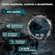 Smartwatch Militar Masculino IOWODO W50: Chamadas, Tela HD 1.39", 100+ Esportes, IP68 - Seu Aliado de Aventura! - imagem 3