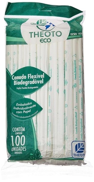 Canudo Biodegradável 6x21cm Flexível - Embalagem Individual com 100 Unidades | Alternativa Sustentável e Elegante - imagem 1