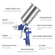 Pistola de Pintura HVLP com Regulador - Bicos 1,3/1,7/2,0 mm, 1000 cc - Pulverizador Profissional para Automotivo, Móveis e Cercas - imagem 3